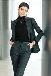 Olive Green Single Button Pantsuit